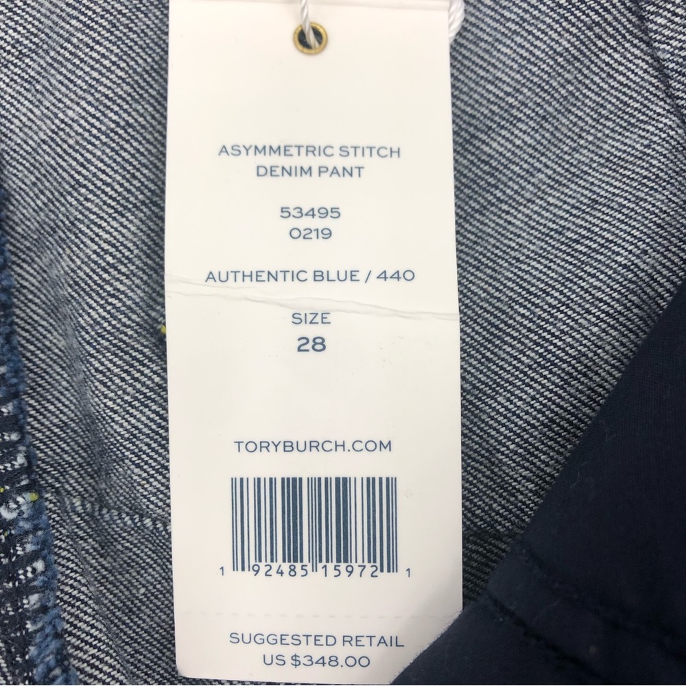 NWT Tory Burch Asymmetric Stitch Flare Cropped Jeans 28 - Picture 13 of 15